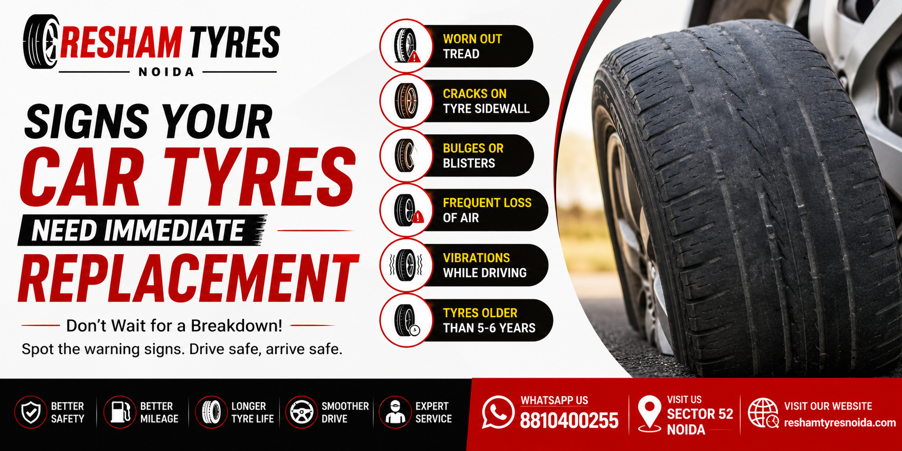 Signs Your Car Tyres Need Immediate Replacement
