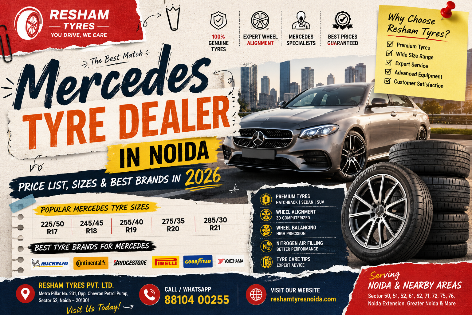 Mercedes Tyre Dealer in Noida: Price List, Sizes & Best Brands in 2026