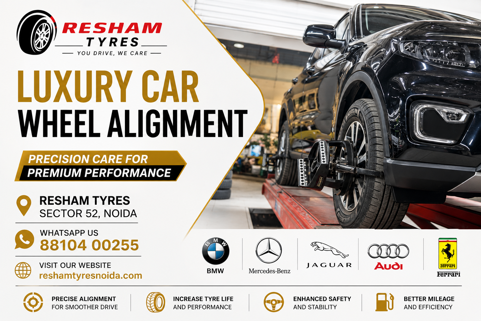 Luxury Car Wheel Alignment in Noida at Resham Tyres Sector 52