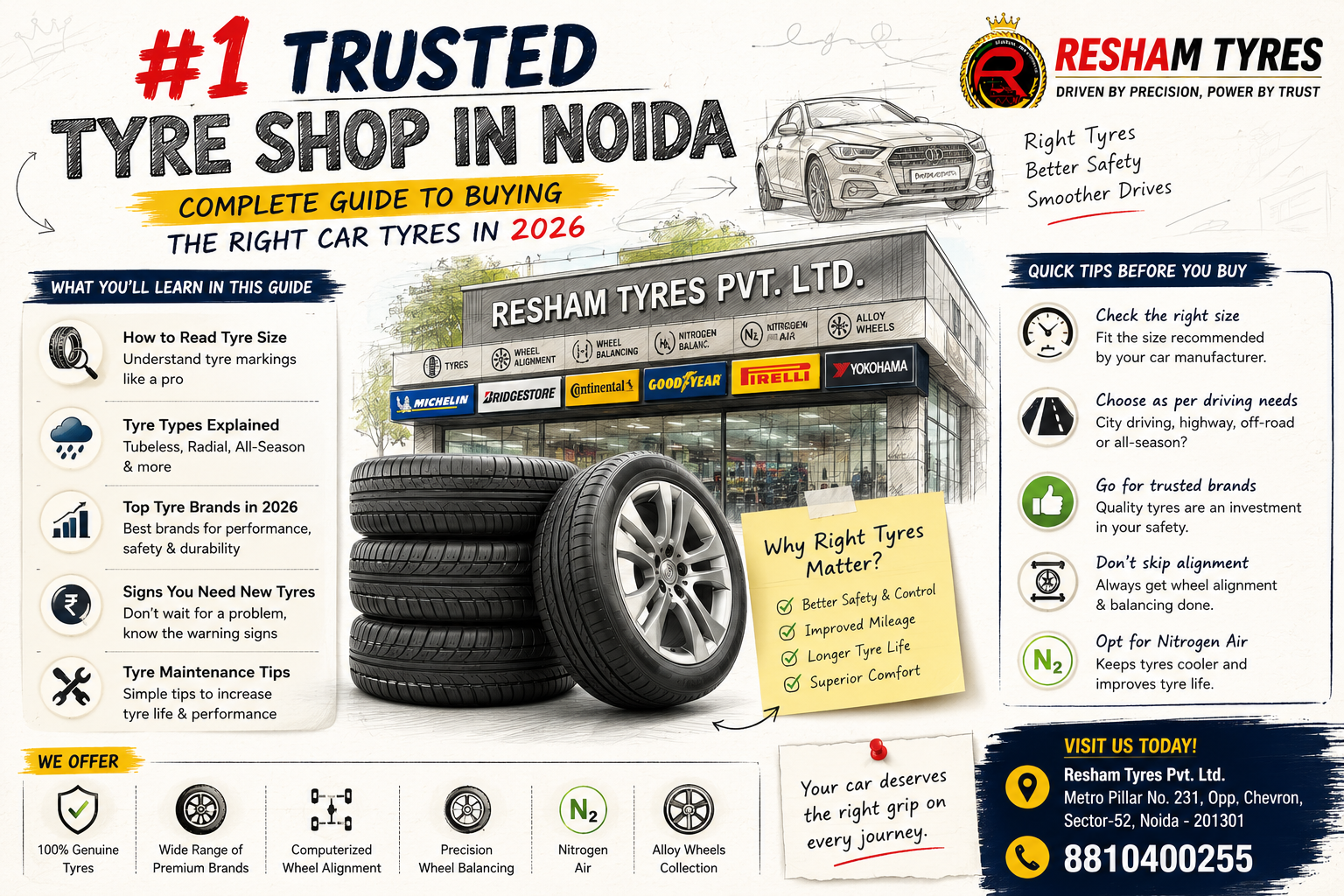 #1 Trusted Tyre Shop in Noida: Complete Guide to Buying the Right Car Tyres in 2026