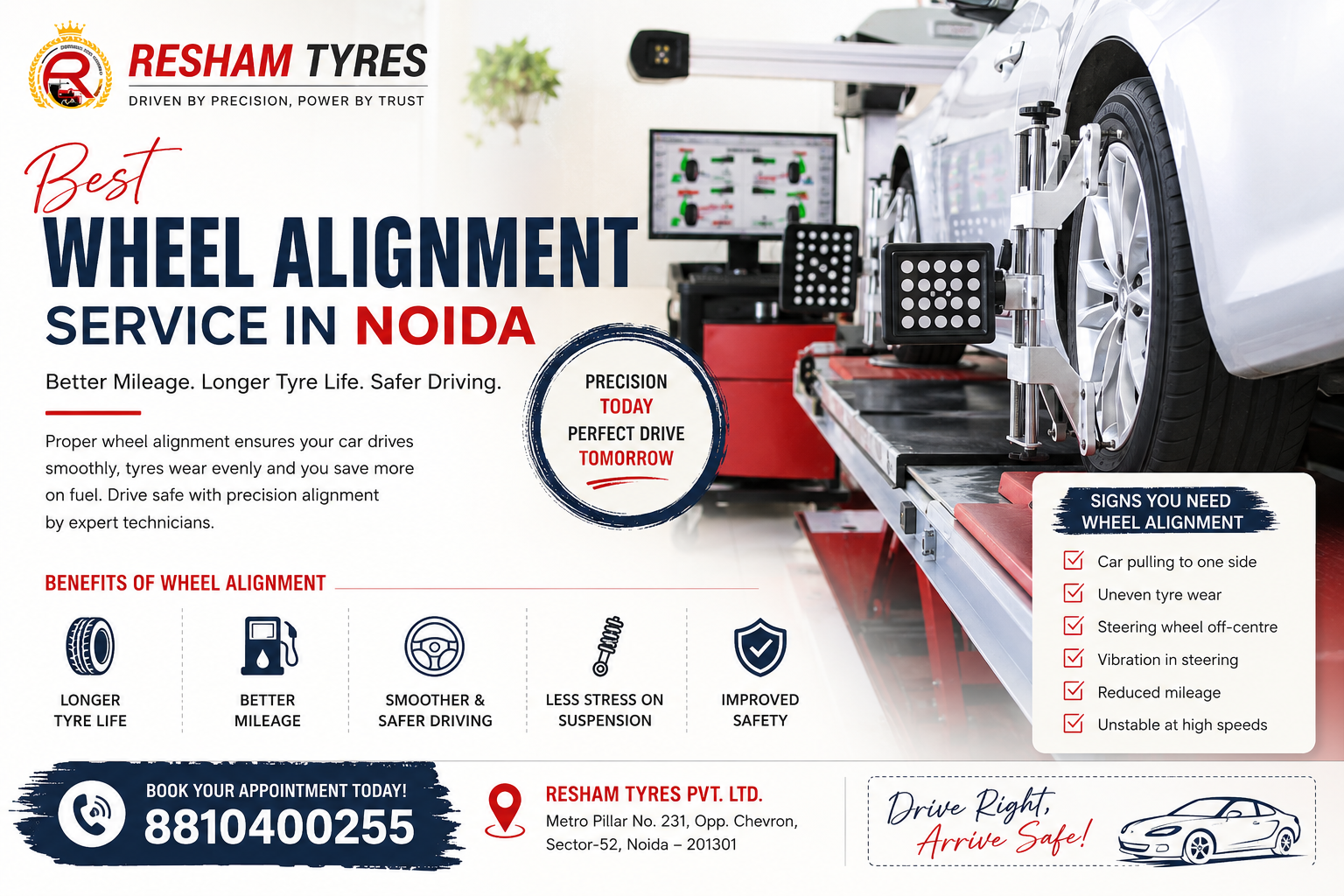 Best Wheel Alignment Service in Noida: The Complete Guide to Better Mileage, Longer Tyre Life & Safer Driving (2026)