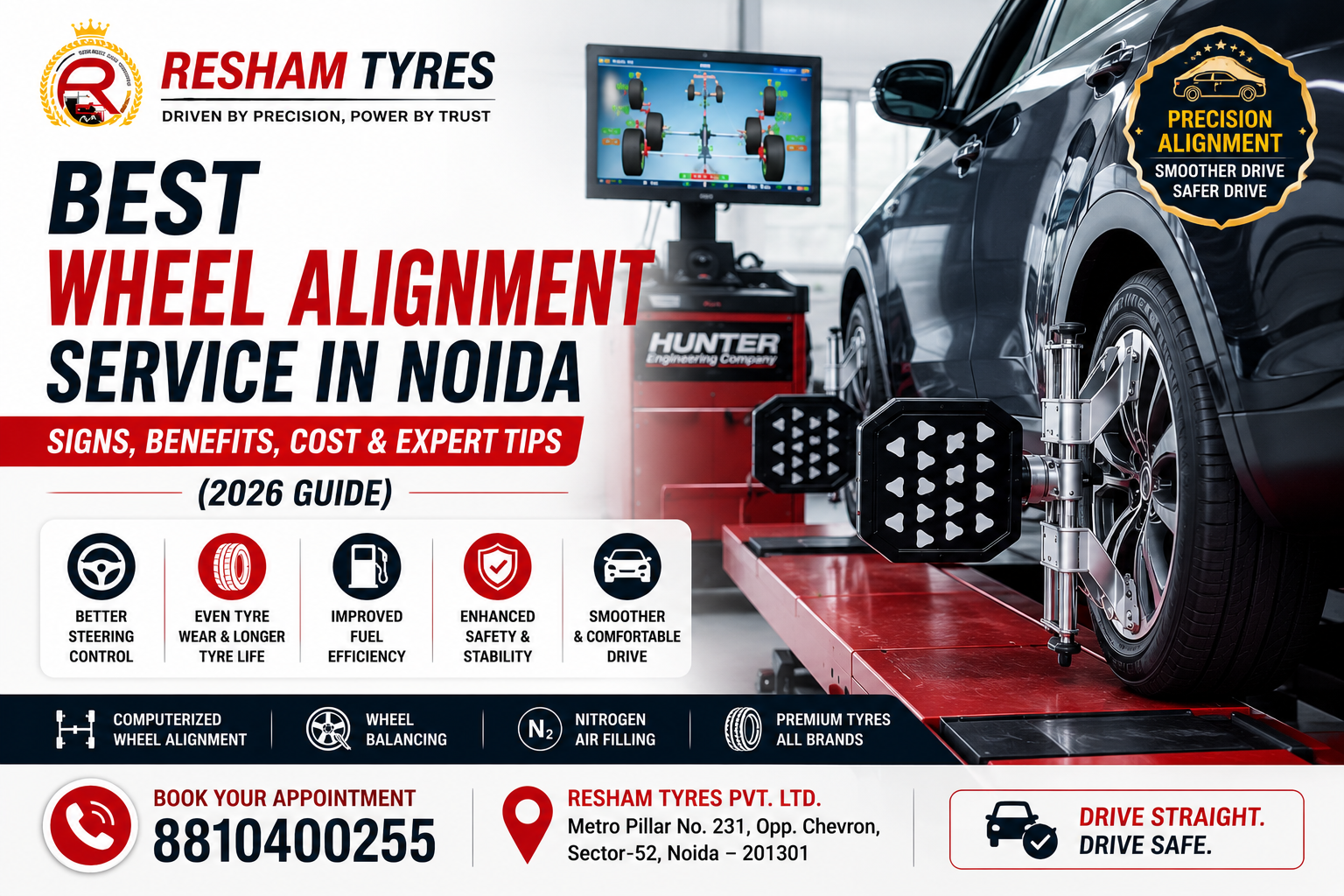 Best Wheel Alignment Service in Noida: Signs, Benefits, Cost & Expert Tips (2026 Guide)