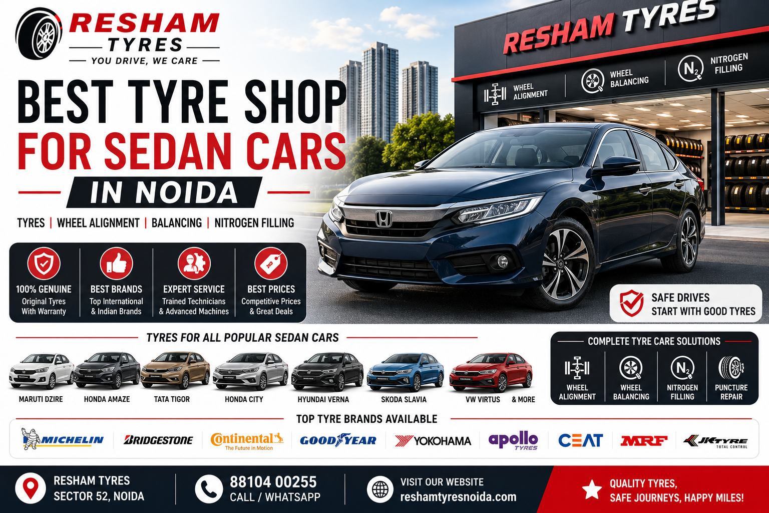 Best tyre shop for sedan cars in Noida – Resham Tyres